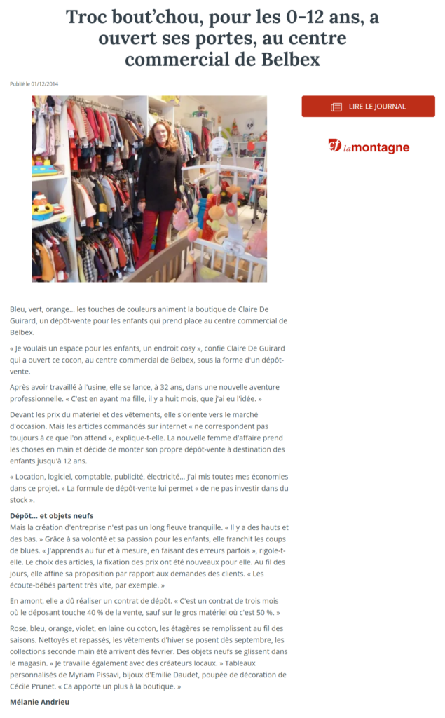 Article La Montagne du 1er décembre 2014