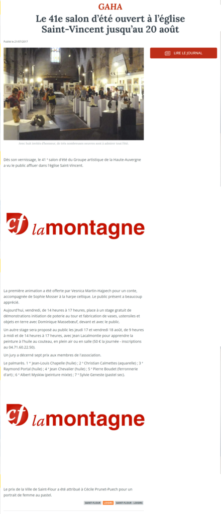 Article La Montagne du 21 juillet 2017