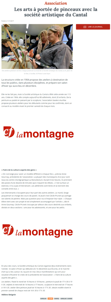 Article La Montagne du 11 novembre 2017