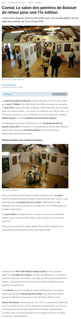 Article La Voix du Cantal du 13 juin 2019