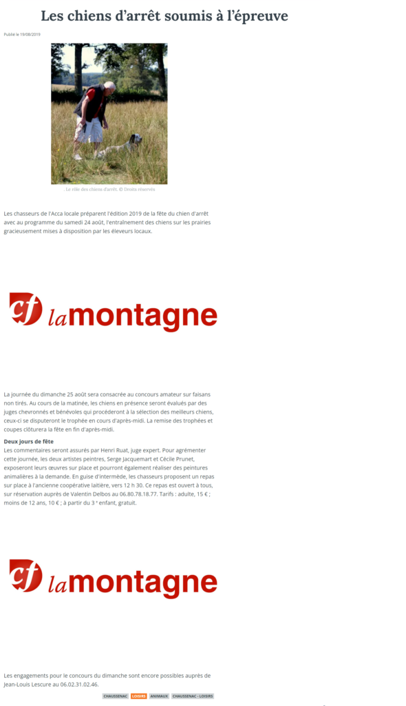 Article La Montagne du 19 août 2019