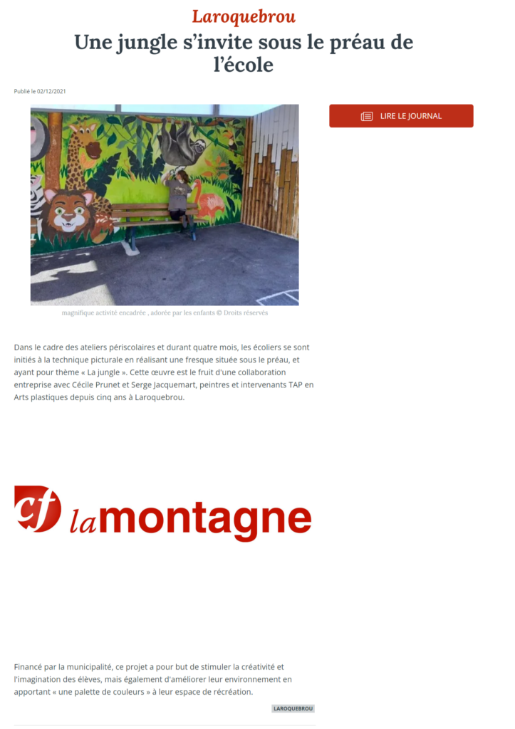 Article La Montagne du 2 décembre 2021
